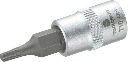 TOOLCRAFT T-Profil Steckschlüssel-Bit-Einsatz T10 in Silber, Antrieb 1/4 Zoll (6,3 mm) - Bild 1