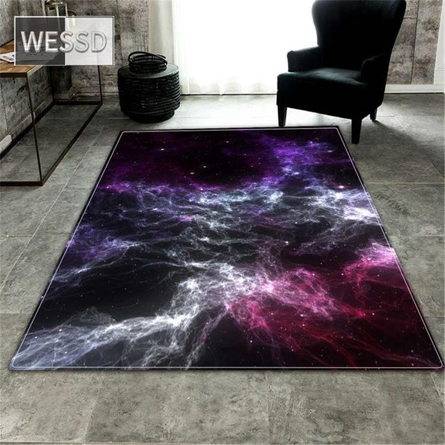 ZZ HOME Galaxy 3D-Bodenmatte mit Universum-Design, weicher Flanell-Teppich für Schlafzimmer und Wohnzimmer, waschbar, Mehrfarbig, B: 160 cm, T: 200 cm - Bild 1