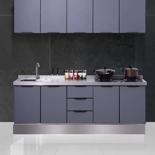 OAKCIA Waschbeckenunterschrank aus Edelstahl in Grau Matt für Küche und Esszimmer - Bild 1