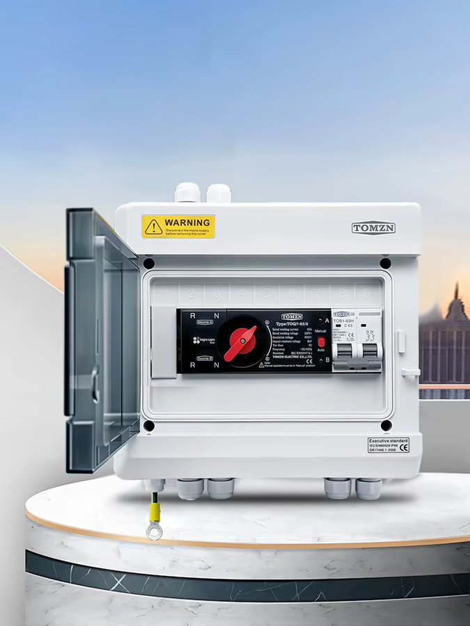 TOMZN Dual-Power-Schaltverteilerkasten 2P 63A Automatischer Transferschalter mit MCB Kurzschluss- und Überlastschutz in Weiß - Bild 2