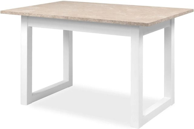 Furn.Design Esstisch Visby modern ausziehbar in Weiß und Beige B/T/H: 160 x 120 x 75 cm - Bild 1