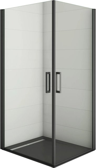 Duschparadies Duschkabine Nischentür als Schwingtür mit Nano-Glas, Schwarz, B: 80 cm, H: 200 cm, Glasstärke: 8 mm - Bild 1