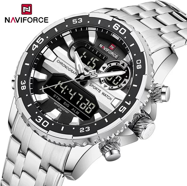 NAVIFORCE Armbanduhr, Analog-Digital, Quarz, Edelstahl, Herren, Silber - Bild 1
