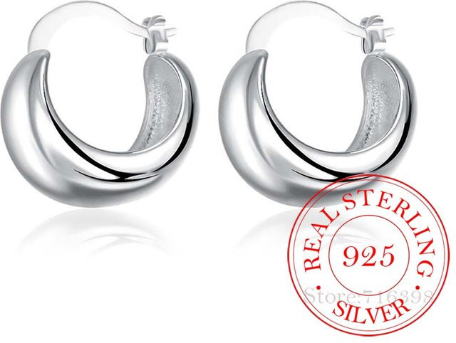 Allbestart Creolen Clip-Ohrringe, 925 Silber, Damen, grau - Bild 1
