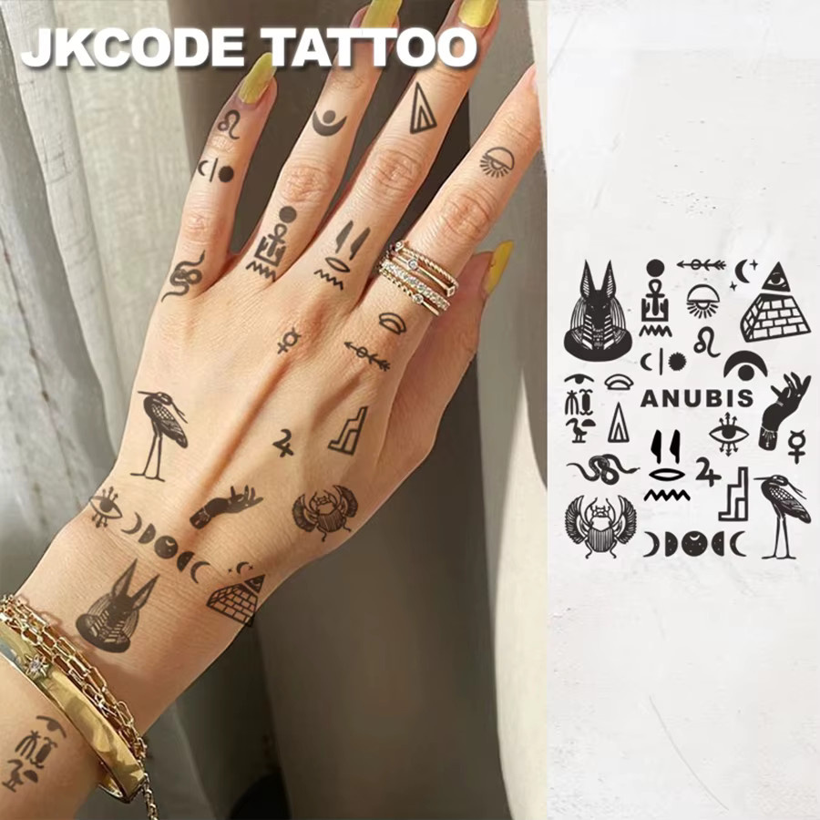 JKCODE TATTOO Semi-Permanentes Tattoo-Set Anubis, 2-teilig, Damen - Bild 2