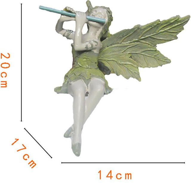Kreative Blumenfee Statue mit Flöte aus Kunstharz in Multicolour als Dekoration für Garten und Hof - Bild 1