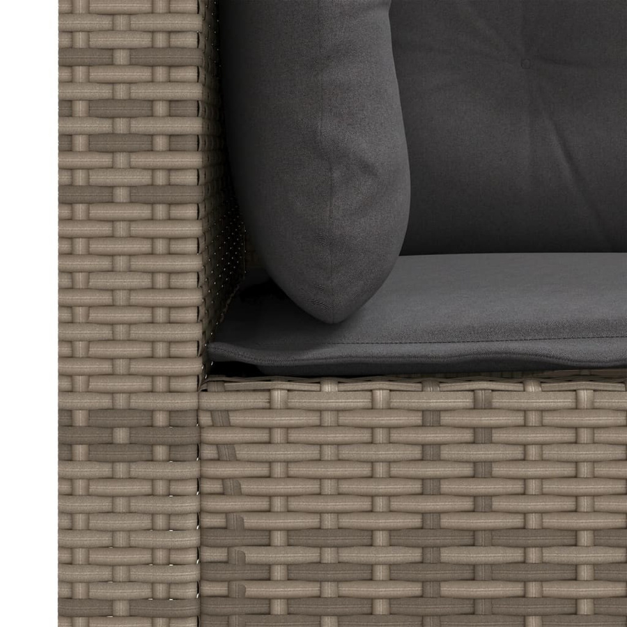vidaXL Garten-Ecksofa Set aus Polyrattan in Grau mit Kissen, 2 Stück - Bild 4