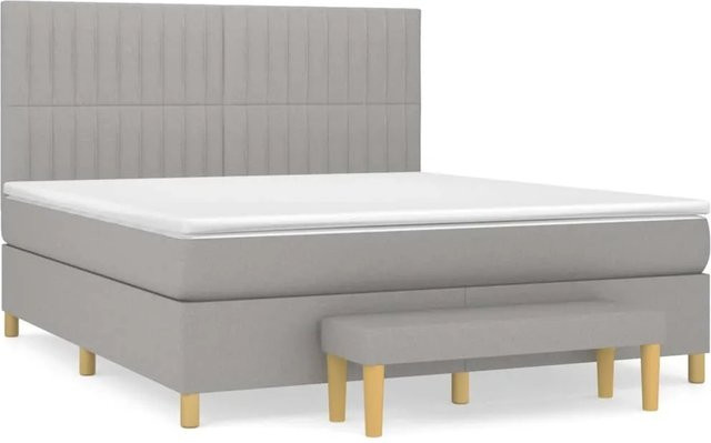 vidaXL Boxspringbett mit Matratze Hybrid-Design in Hellgrau, B/T/H: 160 x 200 x 128 cm - Bild 1