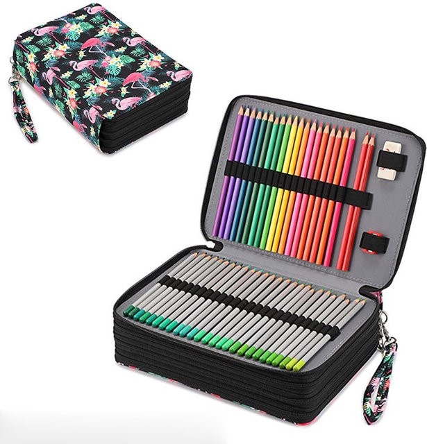 DIANNY Federmäppchen mit 200 Fächern aus Polyester, bunte Stiftbox zum Aufklappen für den Schulbedarf - Bild 1
