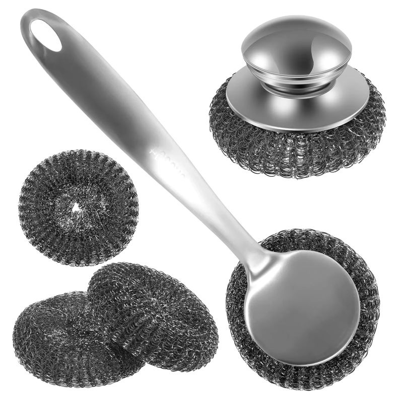 Willstar Drahtbürsten Set mit langem Griff aus Stahl in Silber zur Rostentfernung und Reinigung von Töpfen und Küchenutensilien - Bild 7