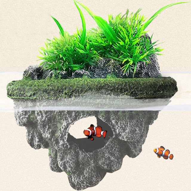 Otmagelu Aquarium Hängestein Bimsstein als ökologische Landschaftsdekoration und Unterschlupf Höhle in Grau - Bild 1
