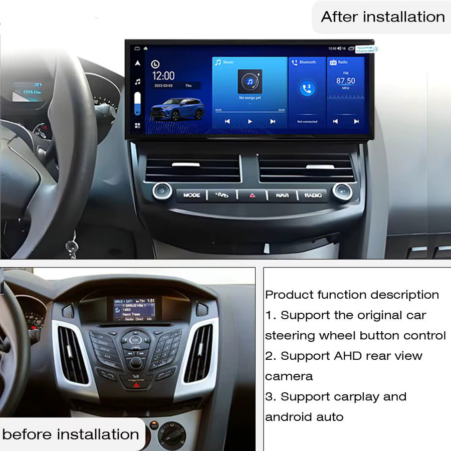 Roadonline Android 15 Autoradio für Ford Focus 2012-2018 mit Wireless CarPlay, Android Auto, GPS-Navigation und Bluetooth in Schwarz - Bild 2