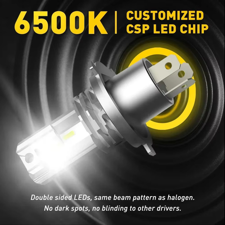 XMSJ LED-Autolampe H7 H4 H11 9005 für Nebelscheinwerfer und Tagfahrlicht, 30000LM, 6500K Weiß, Canbus, 12V Hochleistungs-Scheinwerfer, Silber/Weiß - Bild 3