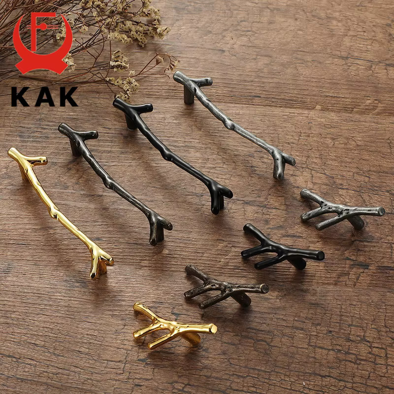 KAK 10 Stück Baumzweig Möbelgriffe für Küchenschränke und Schubladen in Schwarz, Silber oder Bronze, Länge: 96 mm oder 128 mm - Bild 2