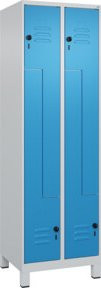 C+P Z-Spind Classic PLUS mit 4 Fächern, Füße, Sicherheits-Drehriegel, Grau/Blau, H x B x T: 195 x 60 x 50 cm - Bild 1
