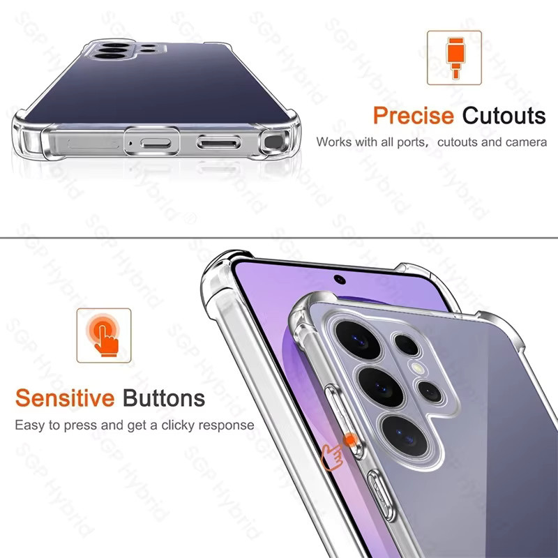 Stoßfeste Silikon-Schutzhülle für Samsung Galaxy S26 Ultra und S26 Plus in Transparent mit Airbag-Schutz - Bild 3