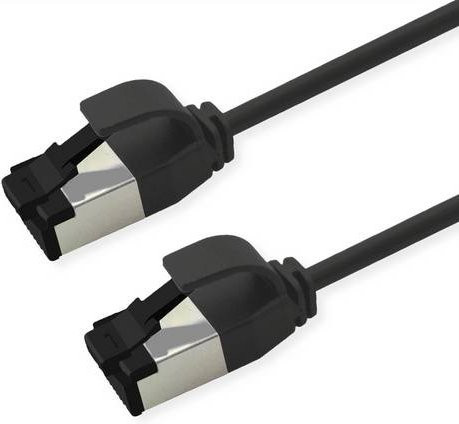 Roline Cat.8 S/FTP Patchkabel Slim LSOH PoE Ethernet LAN, schwarz, 3 m - Bild 1