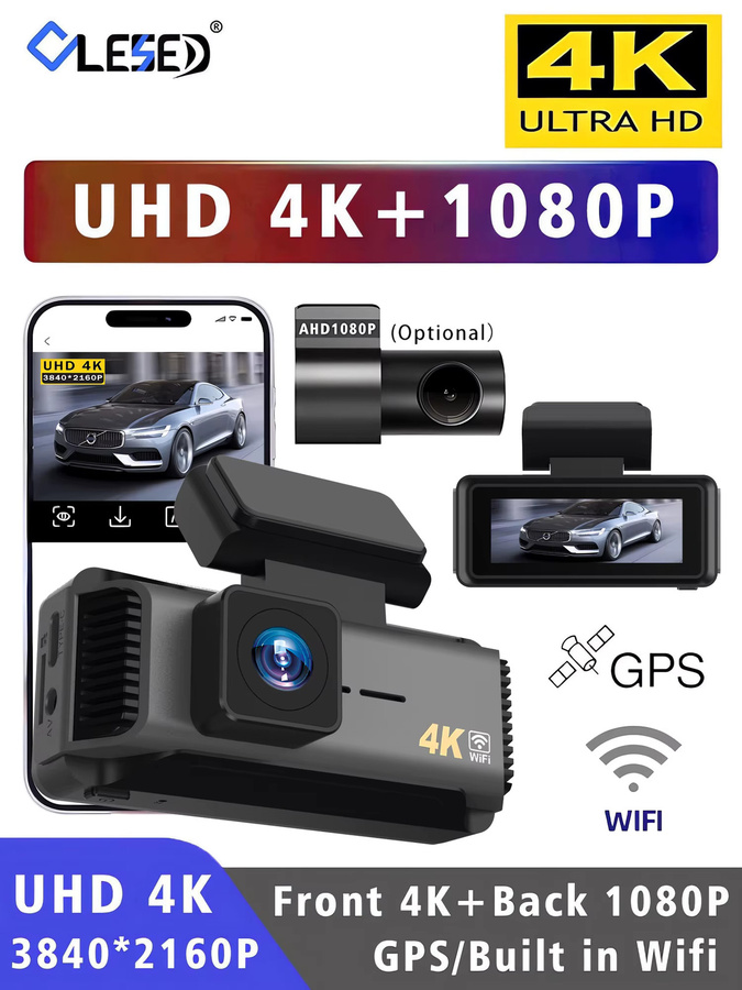 OLESED 4K Dual-Objektiv Dashcam mit 5G WLAN und GPS, Mini Auto-DVR Kamera vorne und hinten in Schwarz mit Nachtsicht - Bild 7
