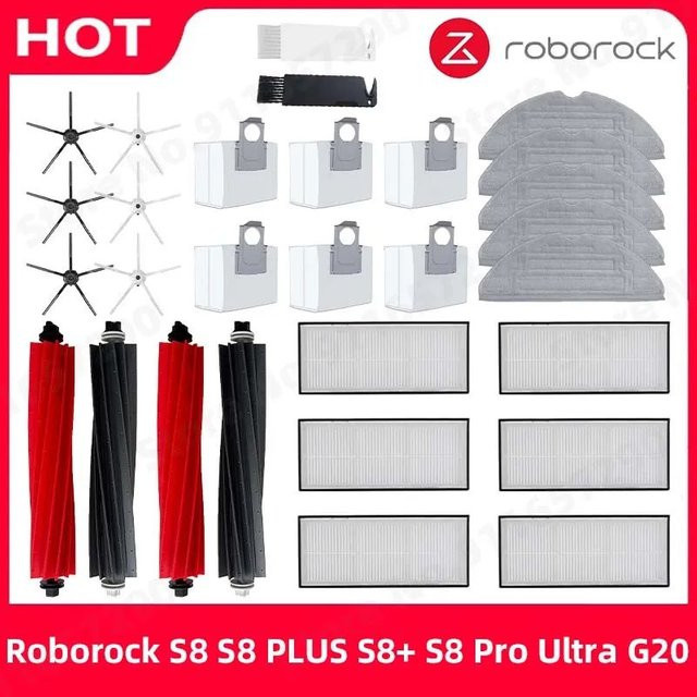 Roborock Zubehör-Set für S8 S8 Plus S8 Pro Ultra G20 Roboterstaubsauger mit Hauptseitenbürste, Mopp, Hepa-Filter und Staubbeuteln in Multicolour - Bild 1