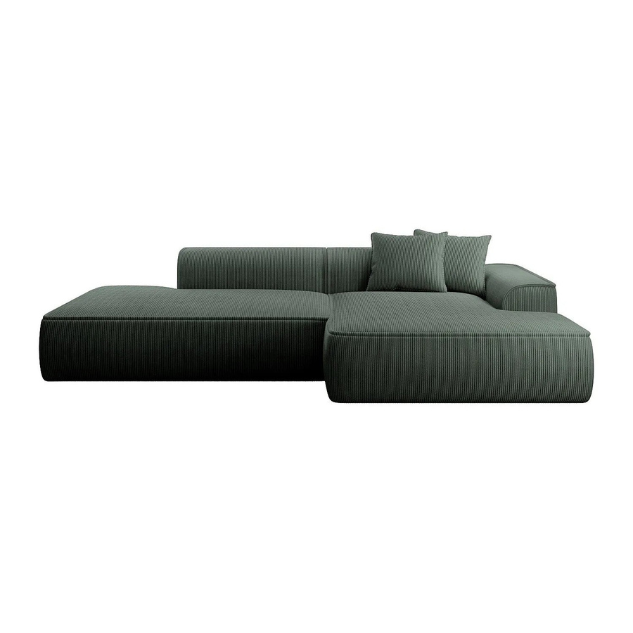 Vente-unique Sofa Erynel in Tannengrün mit Cord-Bezug, L-Form, Breite: 305 cm - Bild 2