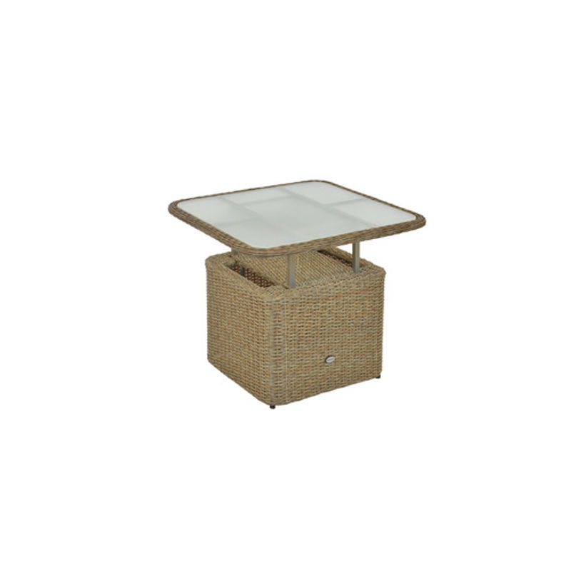 Merxx Gartentisch Duplex in Beige mit Sicherheitsglas und Kunststoffgeflecht, B/H/T: 72 x 45 x 72 cm - Bild 2