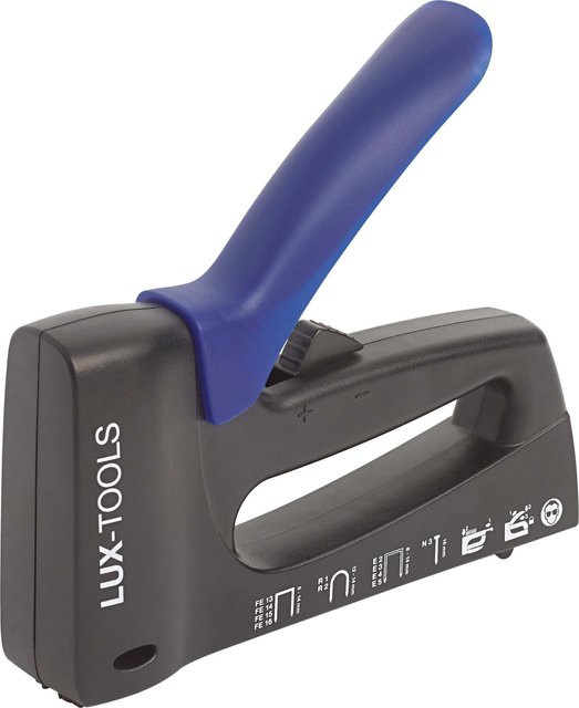 LUX-TOOLS Handtacker für Feindrahtklammern 8 mm - 14 mm in Blau - Bild 1