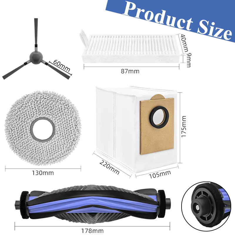 Lefant Zubehör-Set für M3, M3 MAX und M3L mit HEPA-Filtern, Hauptseitenbürsten, Mopp-Tuch-Pads und Staubbeuteln - Bild 2