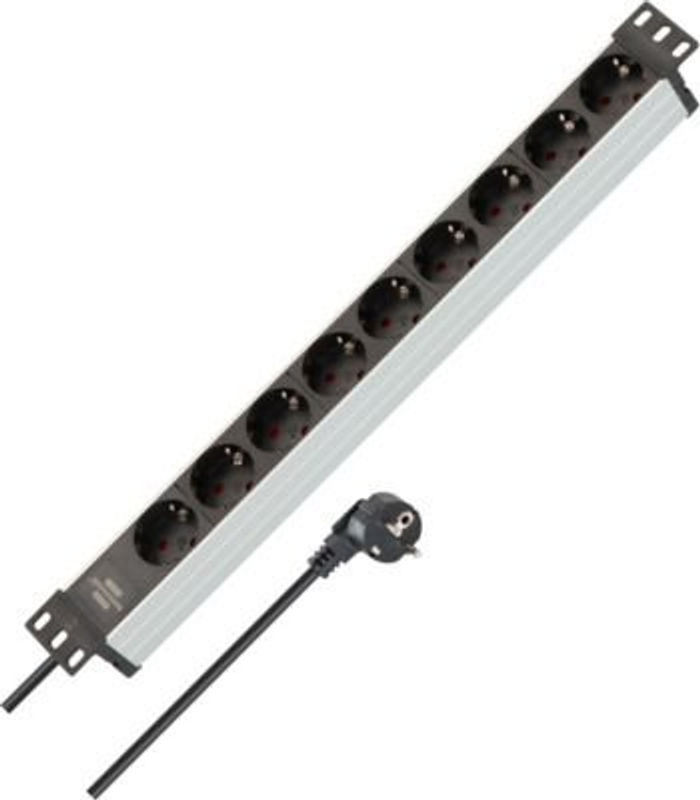 Brennenstuhl Alu-Line 19" Steckdosenleiste 9-fach, Aluminium, schwarz/silber, Breite: 48,30 cm, Höhe: 4,45 cm (1 HE) - Bild 3