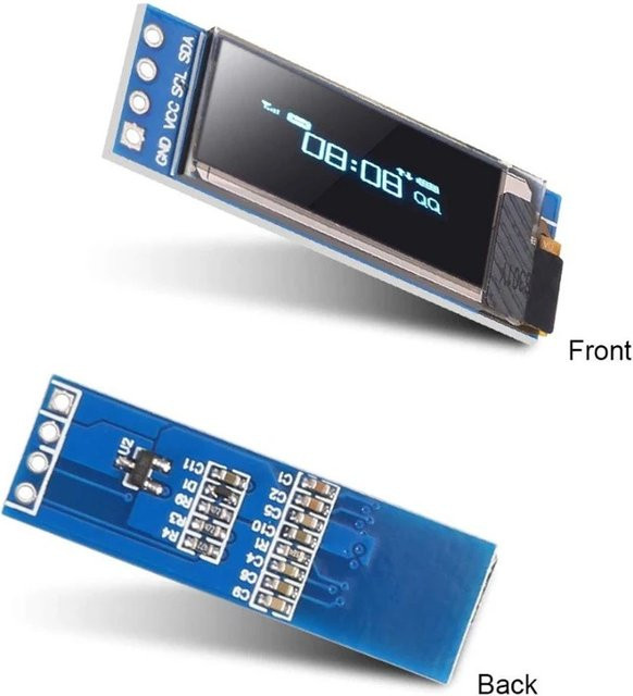 AOKIN I2C OLED-Displaymodul 0,91 Zoll SSD1306 LCD-Anzeigemodul in Weiß/Blau mit 4-Pin-Anschluss für DC 3,3V/5V - Bild 1