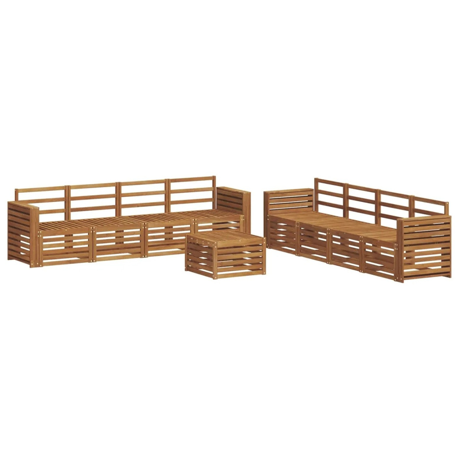 vidaXL Sofagarnitur 9-teilig aus Massivholz Akazie in Natur Braun mit Latten-Design - Bild 2