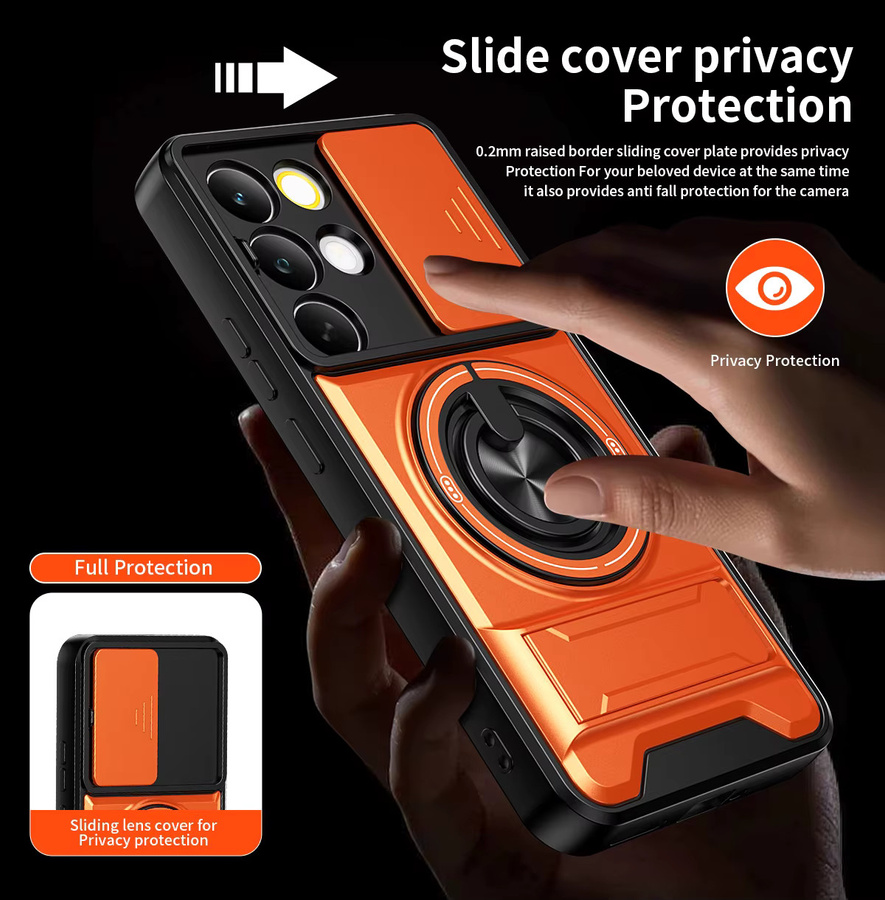 RIGTFKY Stoßfeste Panzer-Handyhülle für Realme 16 15 14 Pro C71 C51 C53 C55 C61 C63 C85 C67 mit Ständer und magnetischer Abdeckung in Orange - Bild 5