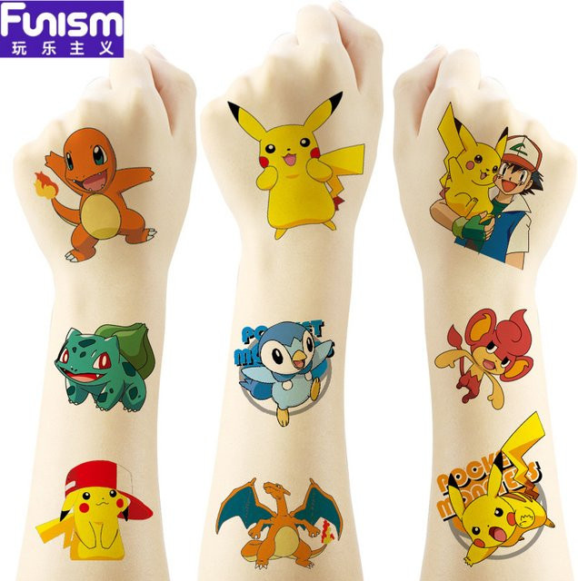 FUNISM Pikachu Tattoo-Aufkleber, 20 Cartoon-Tattoo-Aufkleber, Wassertransfer - Bild 1