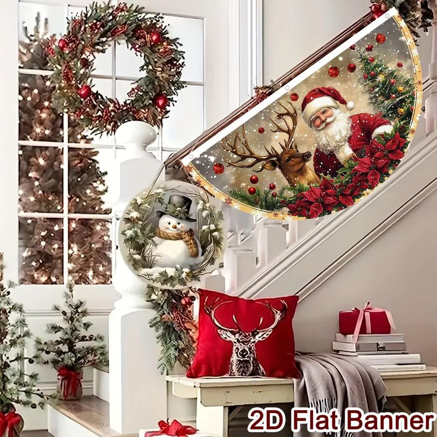 VIKAMA Retro-Weihnachtsfahne in fächerförmiger Form für Außenbereiche und Dekorationen - Bild 4