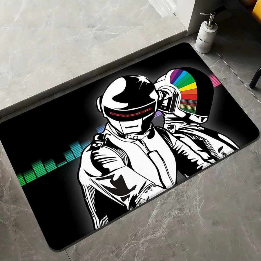 D-Daft P-PunkeS Bodenmatte aus Flanell in Schwarz, rutschfester Plüschteppich mit abstraktem Design für dein Wohnzimmer - Bild 3