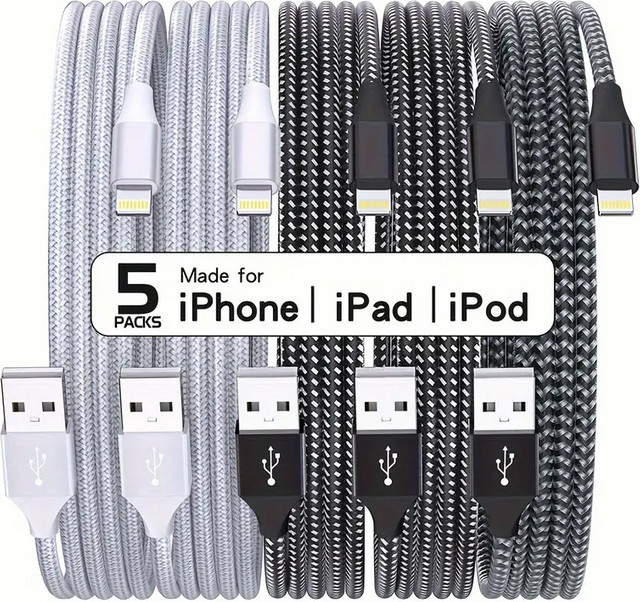 LAIHONEN USB-A auf Lightning Ladekabel MFi-zertifiziert, geflochtenes Nylon, Schwarz - Bild 1
