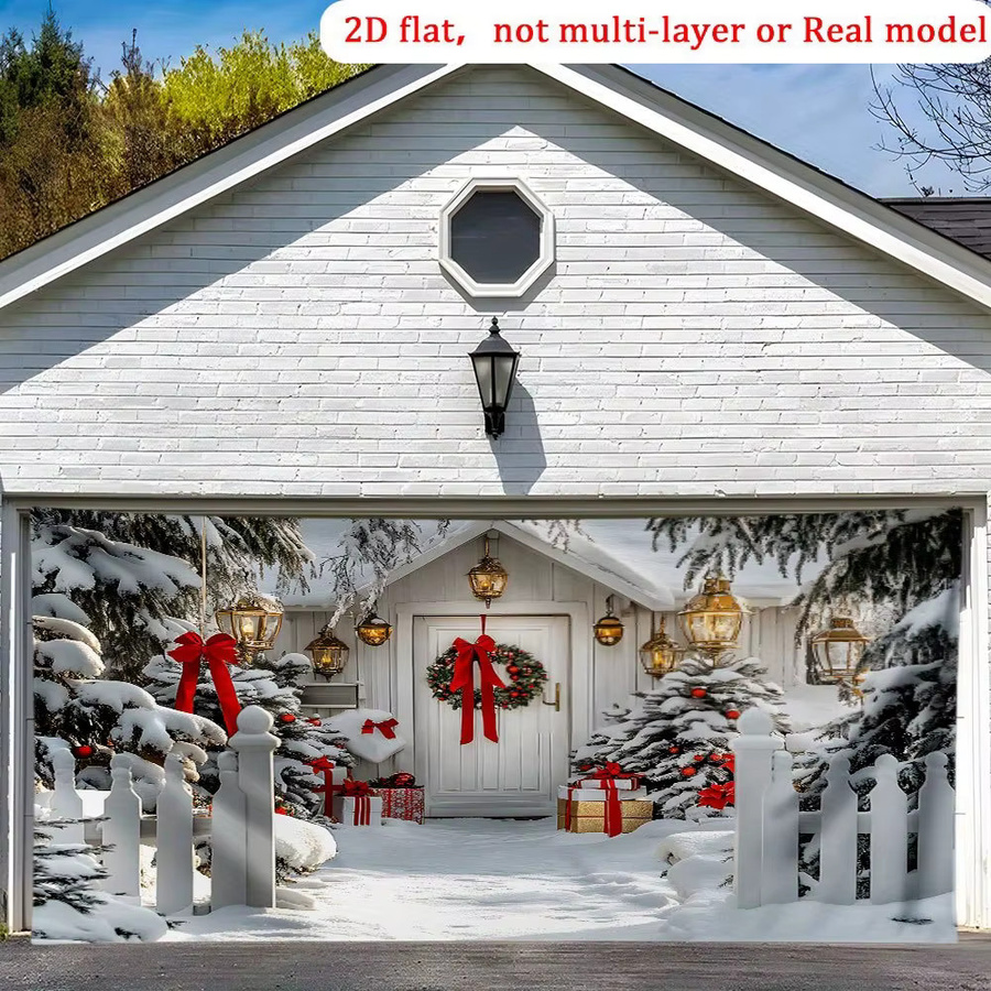 VIKAMA Winter Wonderland Weihnachtsbanner mit Snowy Cottage Szene im nordischen Stil als Weihnachtsdekoration und Fotohintergrund - Bild 2