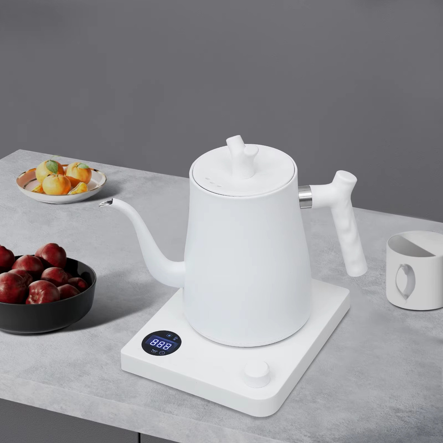 Bymaocar Elektrischer Smart Wasserkocher mit Schwanenhals und intelligenter Temperaturkontrolle, Weiß, 1000W - Bild 3