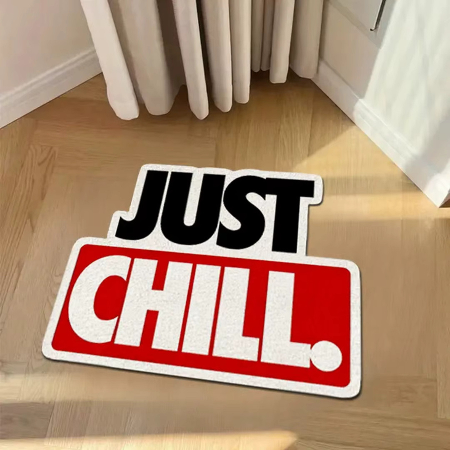 VIKAMA Just Chill Kreativer Teppich mit Buchstaben-Design für Wohnzimmer und Schlafzimmer in modernem Abstract-Look - Bild 2