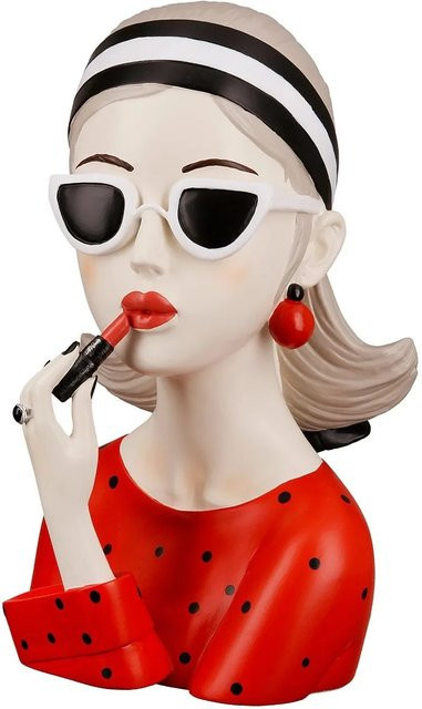 Gilde Figur Lady in Rot, Beige, Schwarz und Weiß, Höhe: 26 cm, Breite: 17 cm - Bild 1