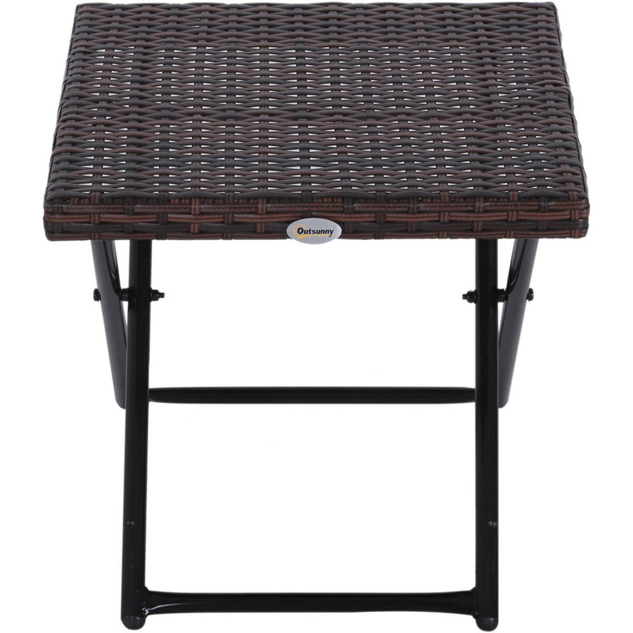 Outsunny Klappbarer Beistelltisch aus Polyrattan und Metall in Braun, B/T/H: 40 x 40 x 40 cm - Bild 5