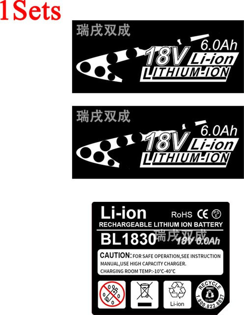 CHUJIN Klebeetikettenpapier für Makita BL1860 18 V Lithium-Batterie, Schwarz - Bild 1