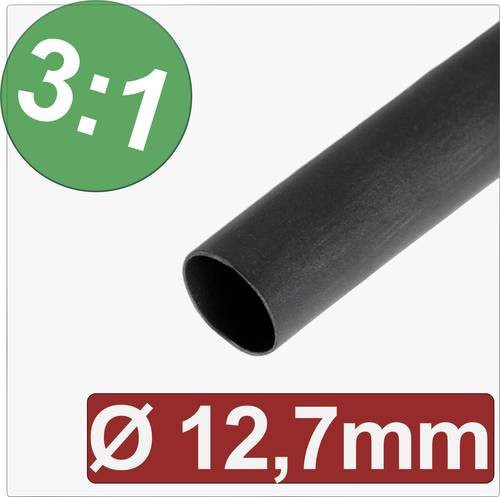 Quadrios 24CA289 Schrumpfschlauch mit Kleber Schwarz 12,70 mm / 4,23 mm Schrumpfrate 3:1 Meterware - Bild 1