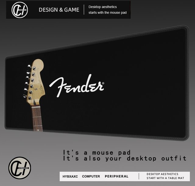 HYBXAXC XXL Mousepad mit Fender Gitarren-Design für Gamer und Büro, Schwarz oder Weiß - Bild 1