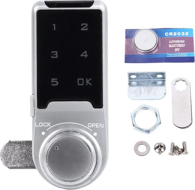Neoglint Digitales Touch-Passwort-Schrankschloss mit Diebstahlschutz, Elektronisches Schubladen-Riegelschloss, Silber und Schwarz, 30mm - Bild 1