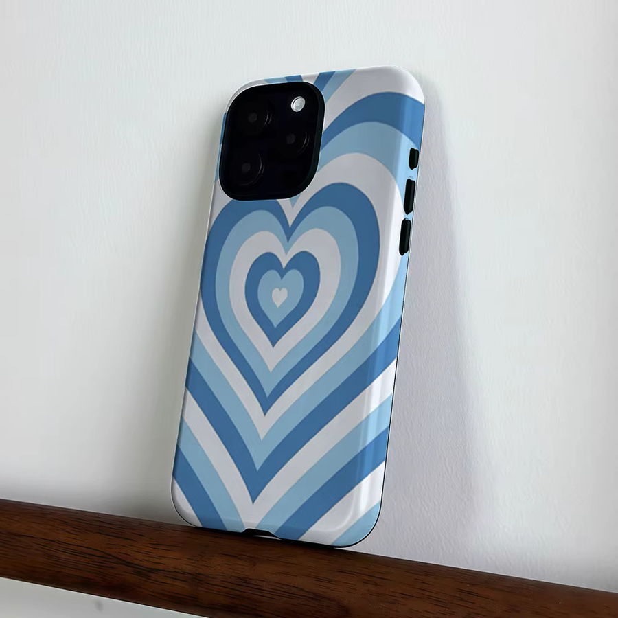 CaseLumi Matte Bumper Schutzhülle mit MagSafe Kompatibilität und Herz-Design für iPhone 17 16 15 14 13 Pro Max in Blau - Bild 3