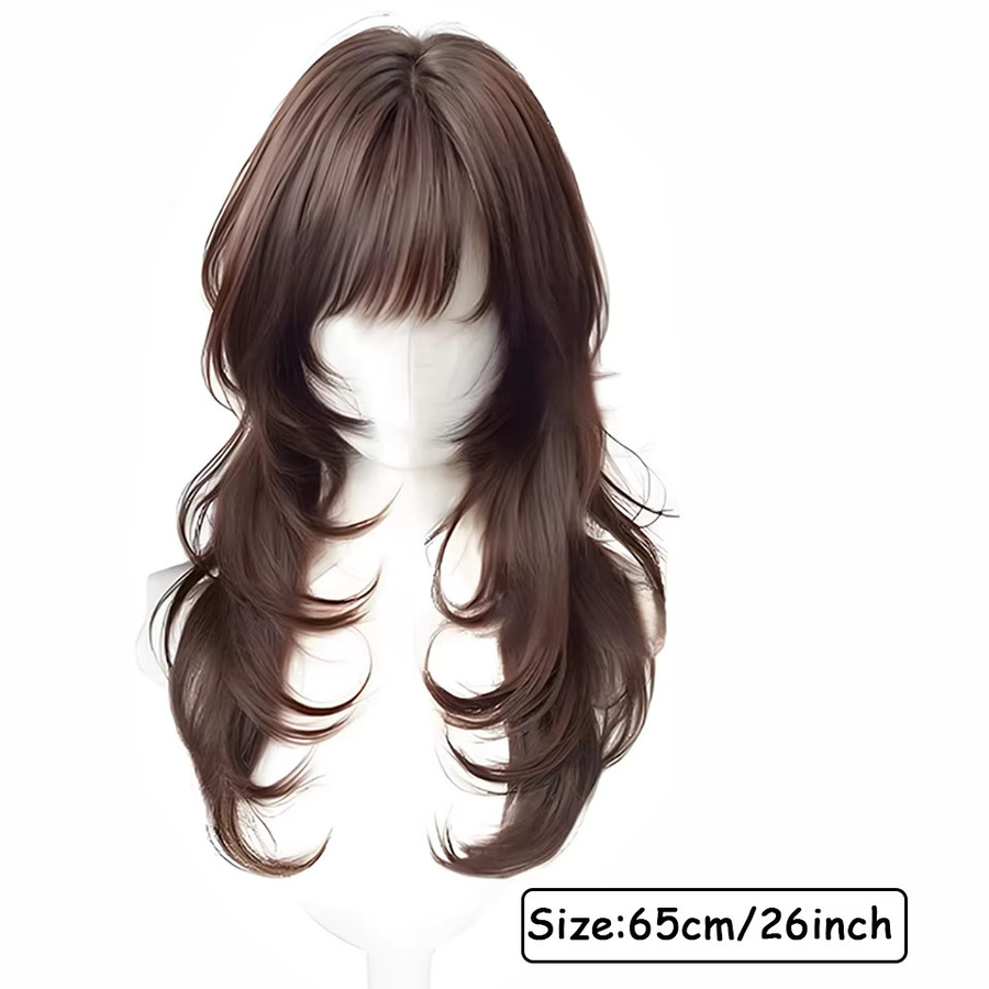 allaosify Perücke Lolita-Stil, langes lockiges Haar mit Pony, Damen - Bild 2
