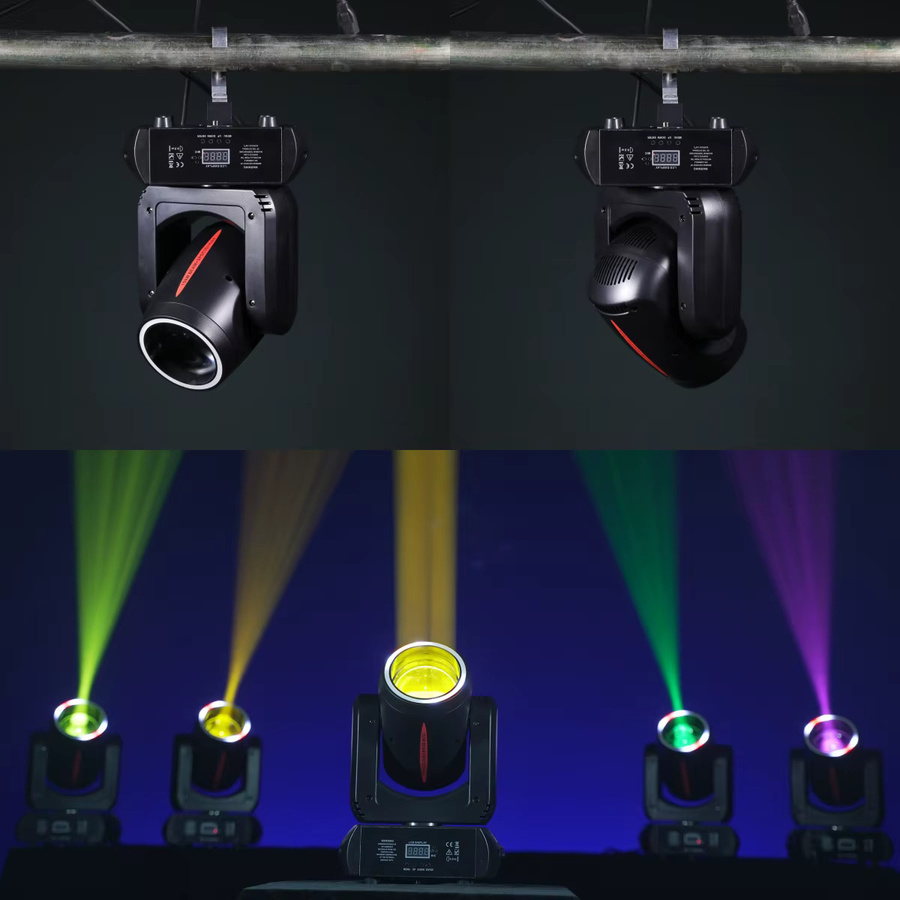 HYULIGHTS Mini LED Moving Head Bühnenbeleuchtung mit 180W, Beam, 3D-Spot und Halo-Effekt, 8 Farben, 8 Gobos und 18 rotierenden Prismen in Schwarz - Bild 2