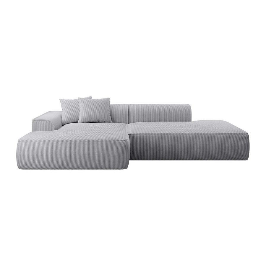 Erynel Ecksofa in Lichtgrau ohne Schlaffunktion mit Cord-Bezug, Breite: 305 cm, Tiefe: 156 cm - Bild 2