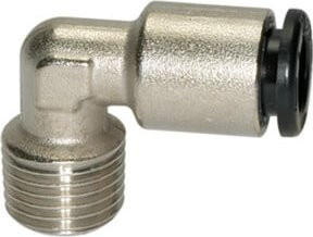 Riegler L-Steckverschraubung click-clock aus Messing in Silber, R 1/8 a., Schlauch-Außendurchmesser 8 mm - Bild 1