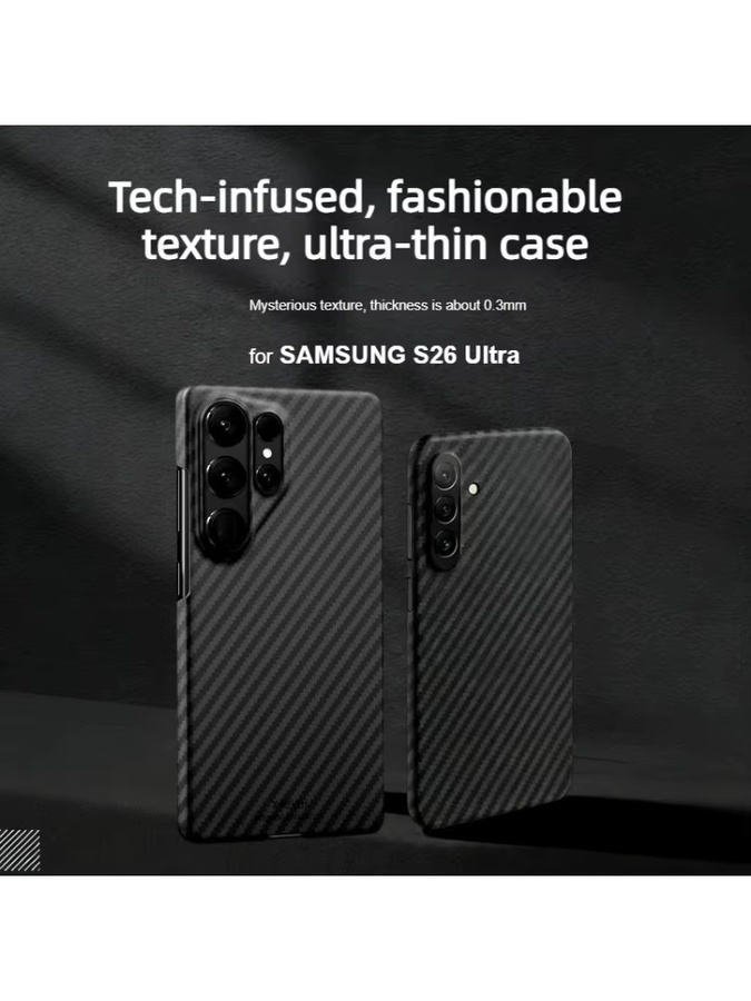 Premium Business Slim Case für Samsung S26 Ultra, S25, S24 Plus und S23 mit Carbonfaser-Muster in Schwarz, stoßfestes Gehäuse mit erhöhtem Linsenschutz - Bild 4